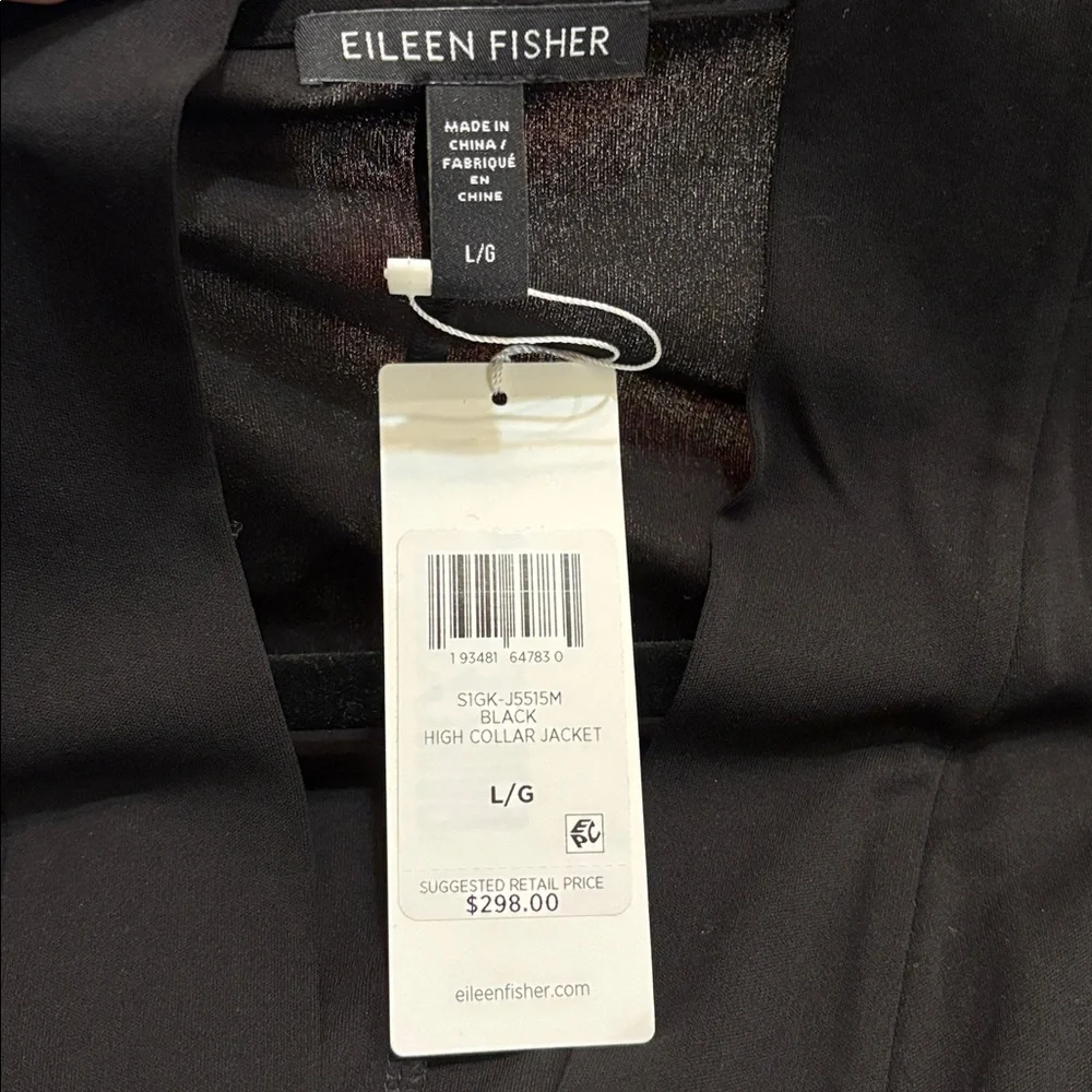 Eileen Fisher Silk Black Open Front Cardigan - Picture 4 of 5